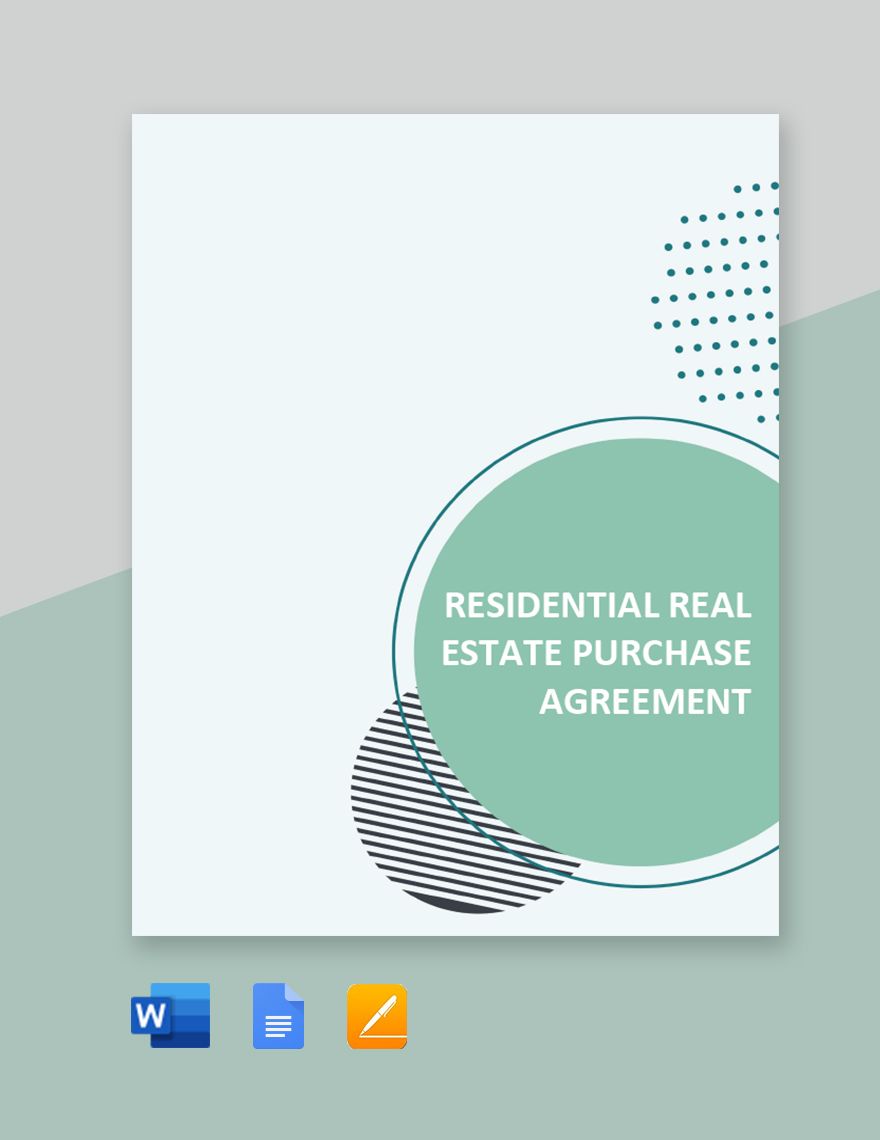 Sample Residential Real Estate Purchase Agreement Template in Word, Google Docs, PDF, Apple Pages