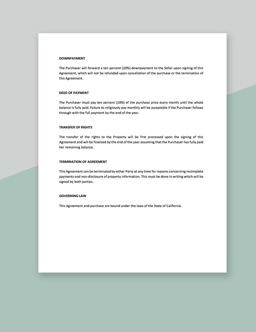 Sample Residential Real Estate Purchase Agreement Template