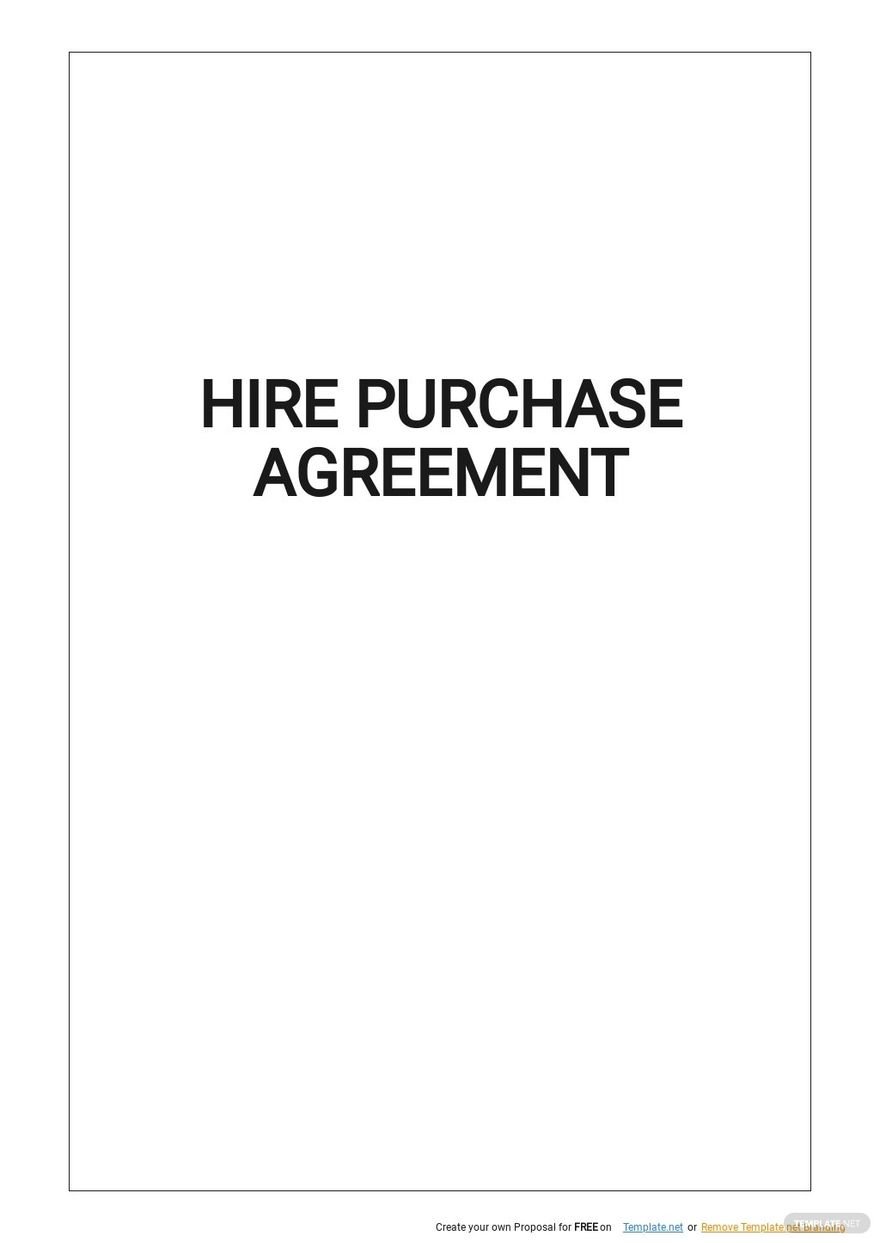 Hire Purchase Agreement Template