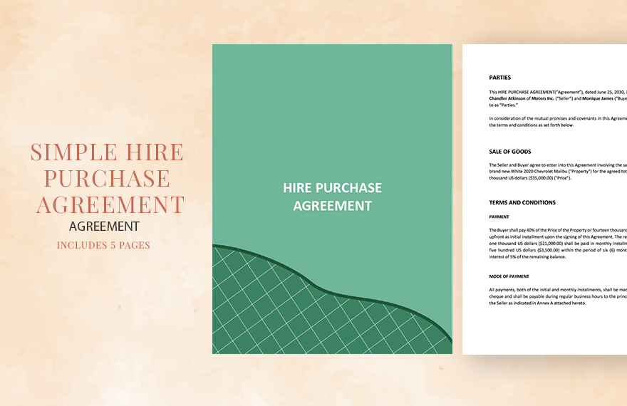Simple Hire Purchase Agreement Template
