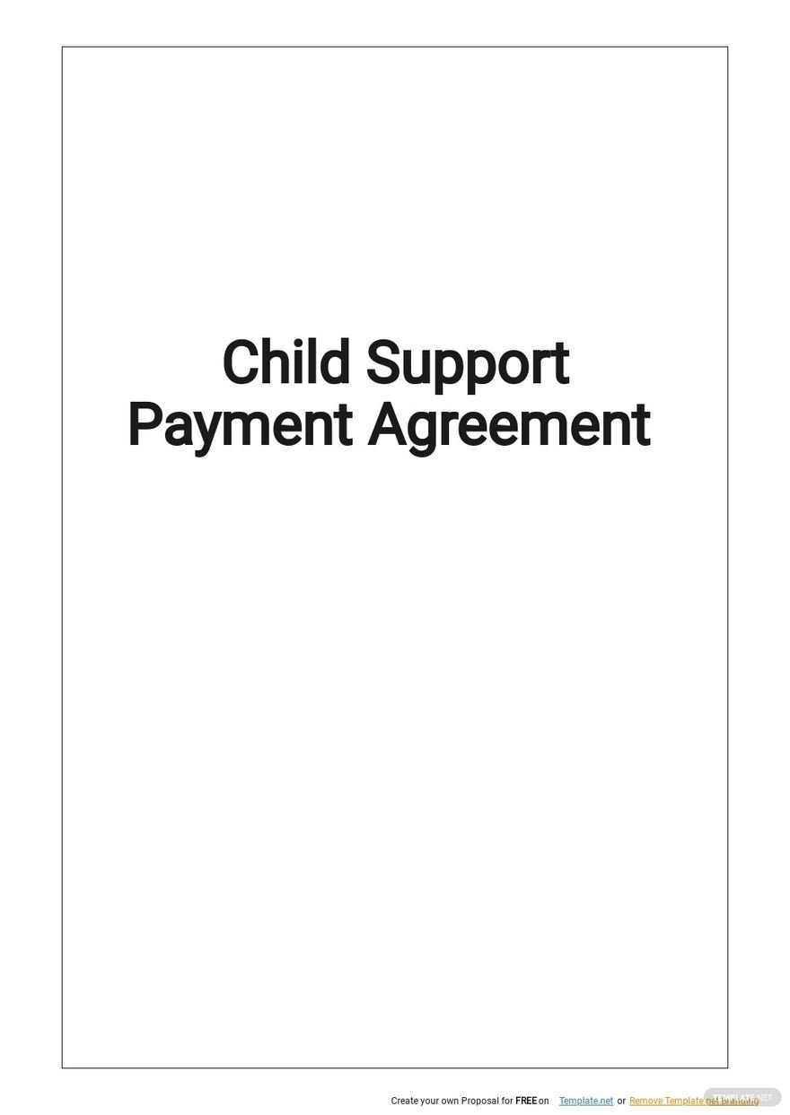 Child Support Payment Agreement Template 