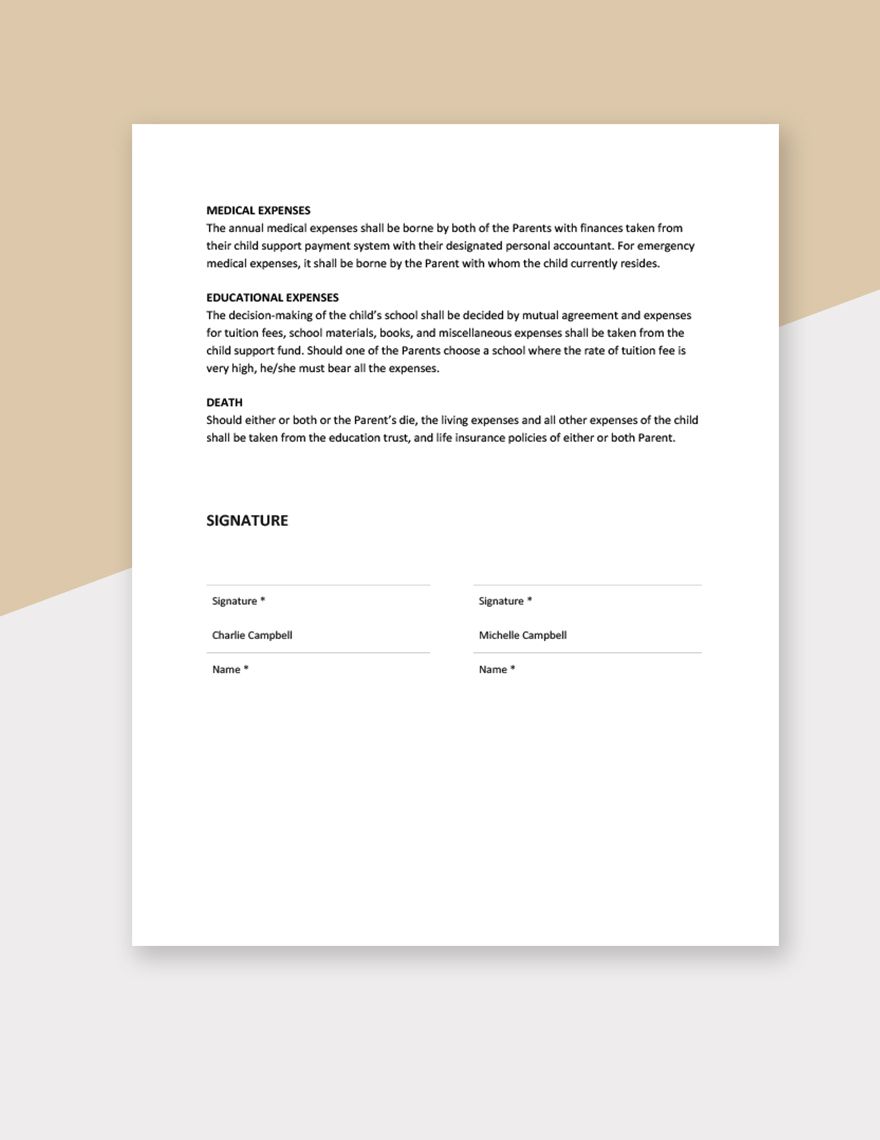 Child Support Payment Agreement Template 
