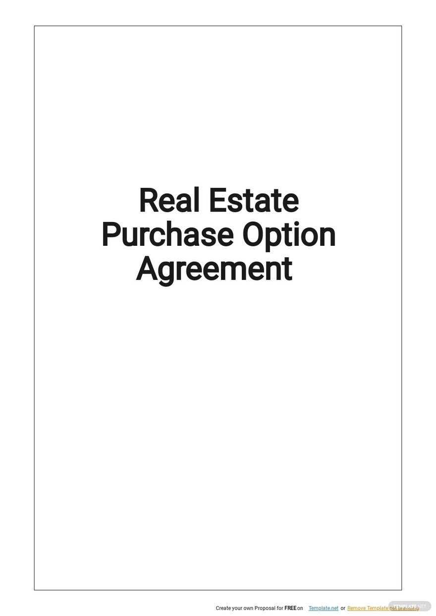 Real Estate Purchase Option Agreement Template 