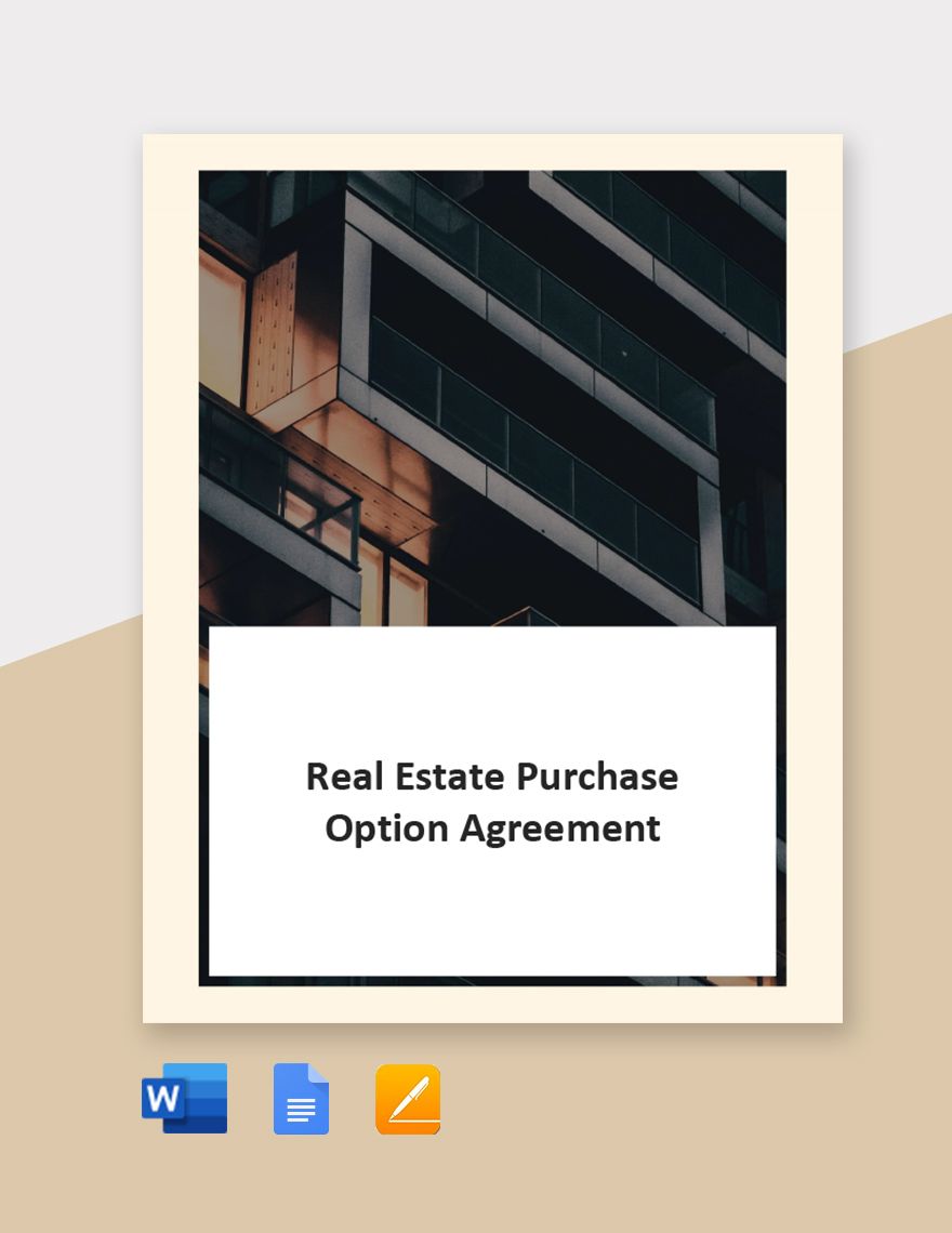 Real Estate Purchase Option Agreement Template 