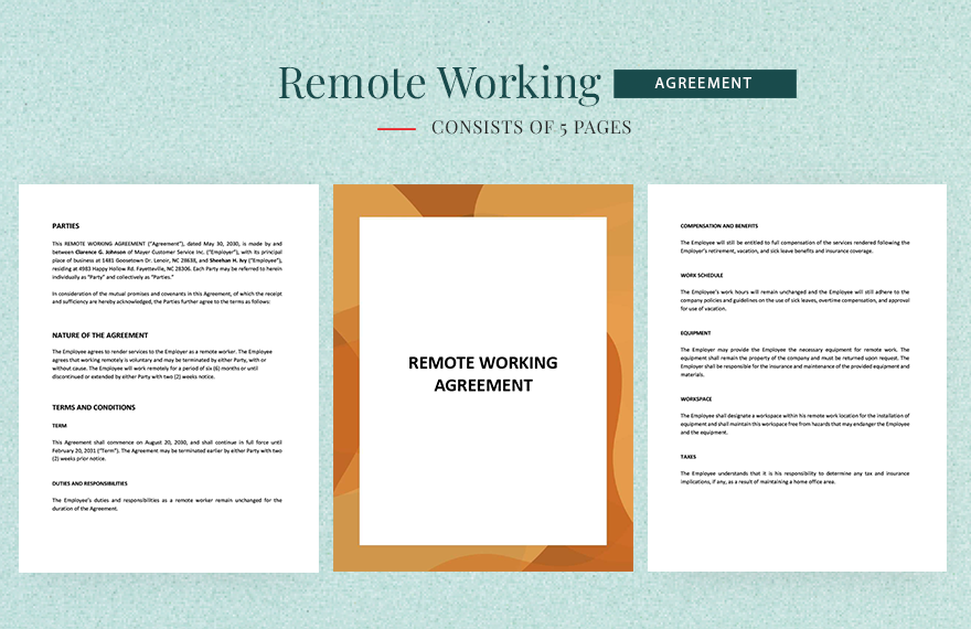 Remote Working Agreement Template