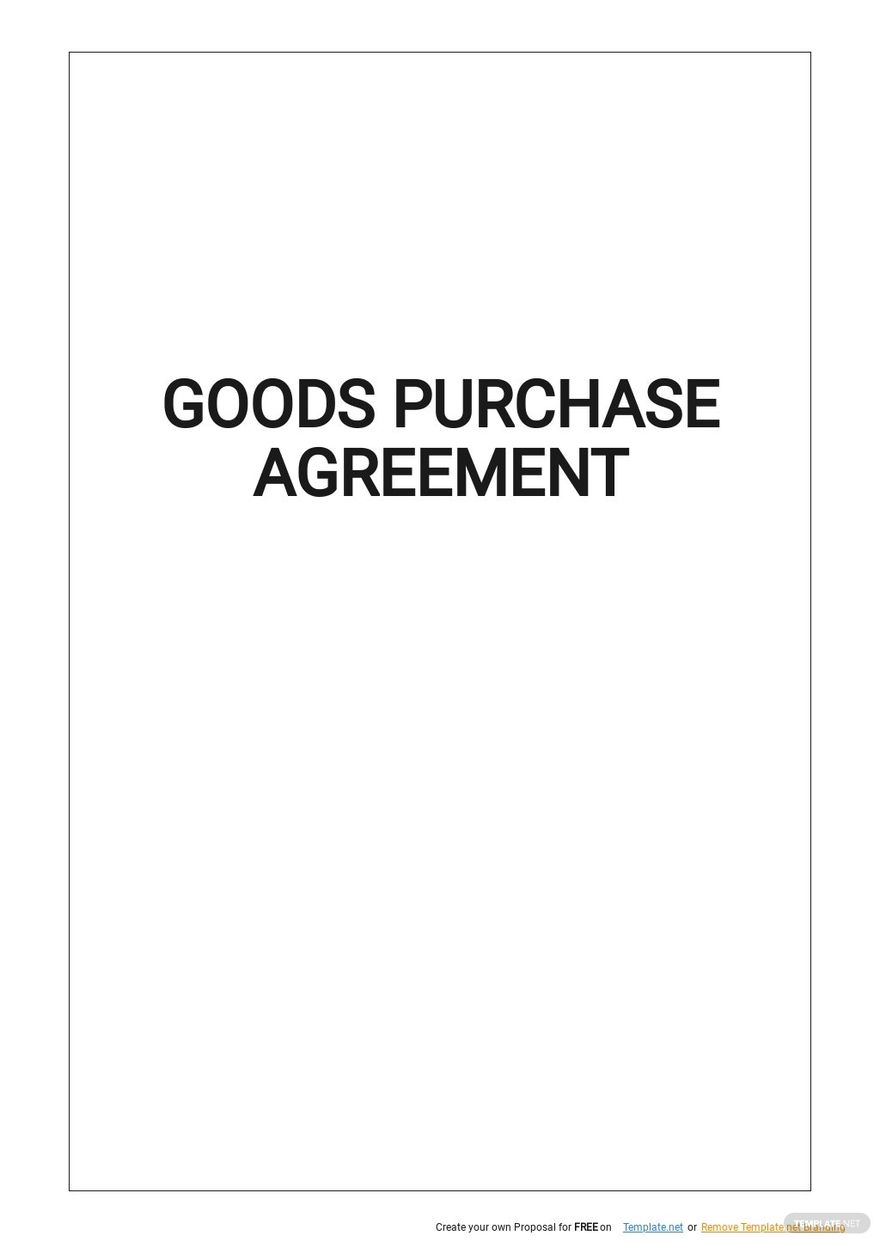 Simple Goods Purchase Agreement Template