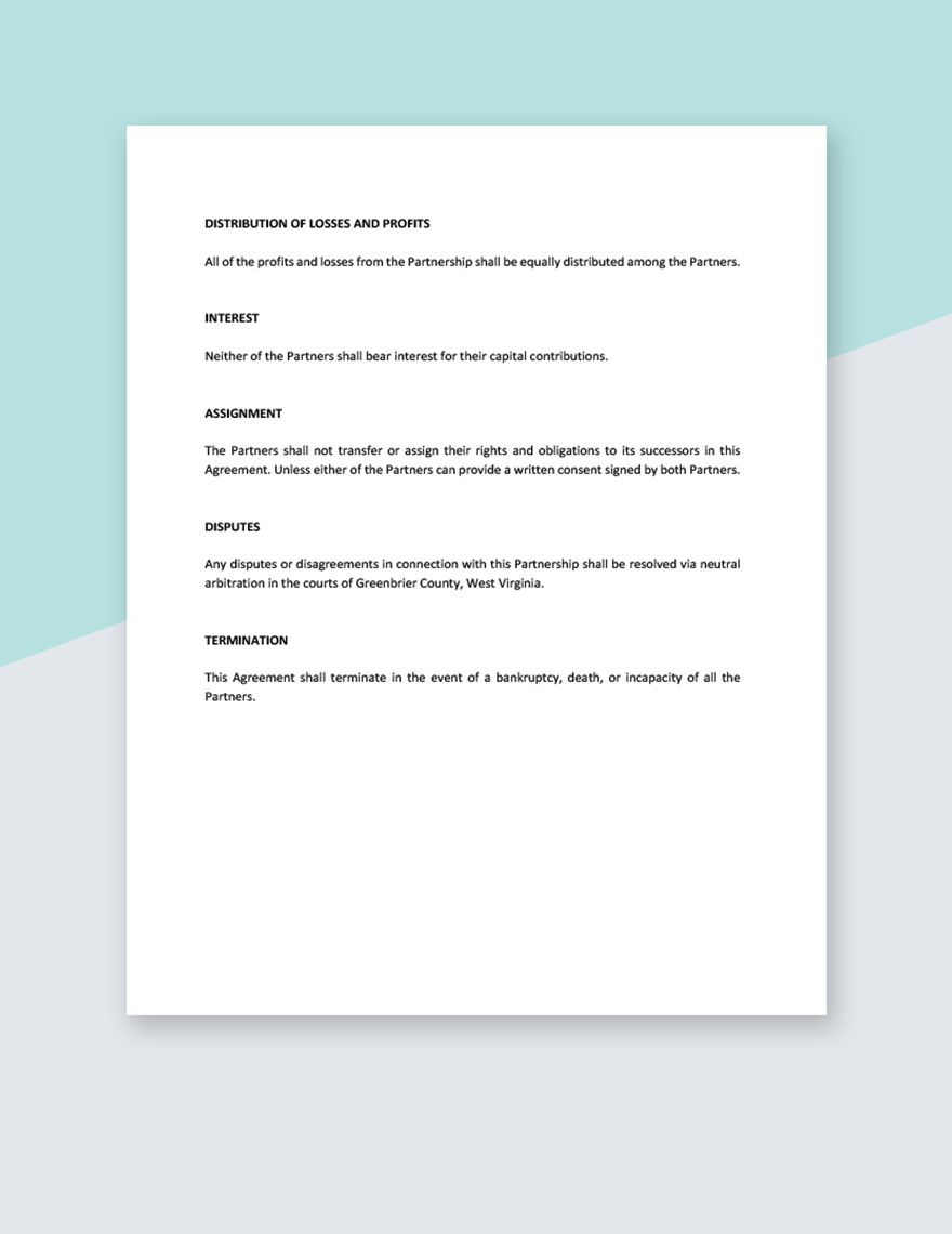Business Partnership Operating Agreement Template
