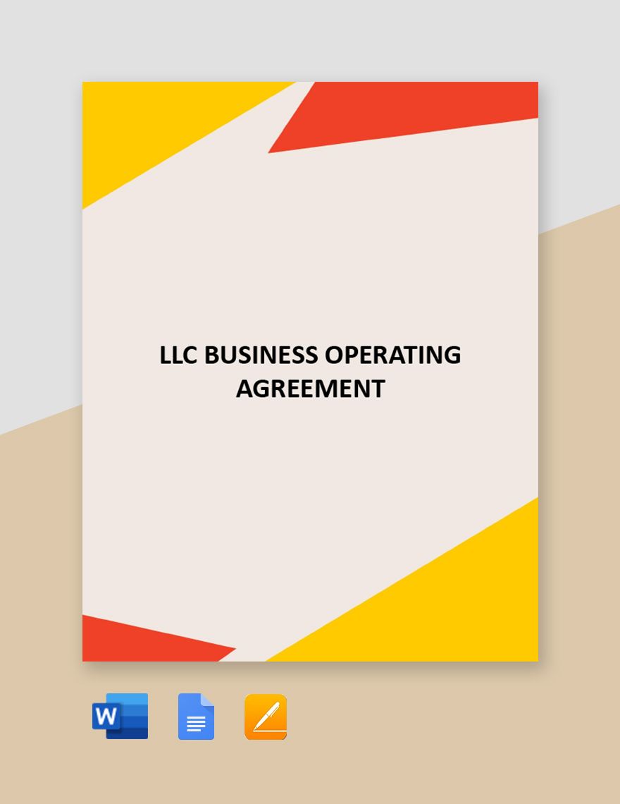 LLC Business Operating Agreement Template in Word, Google Docs, Apple Pages