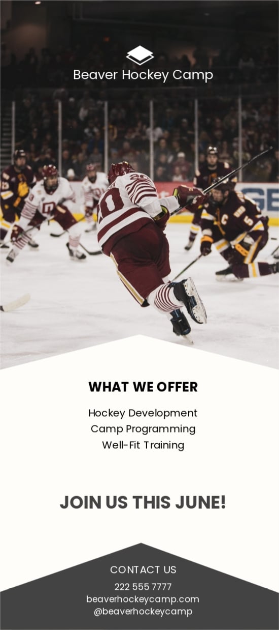 Hockey Camp Rack Card Template in Word