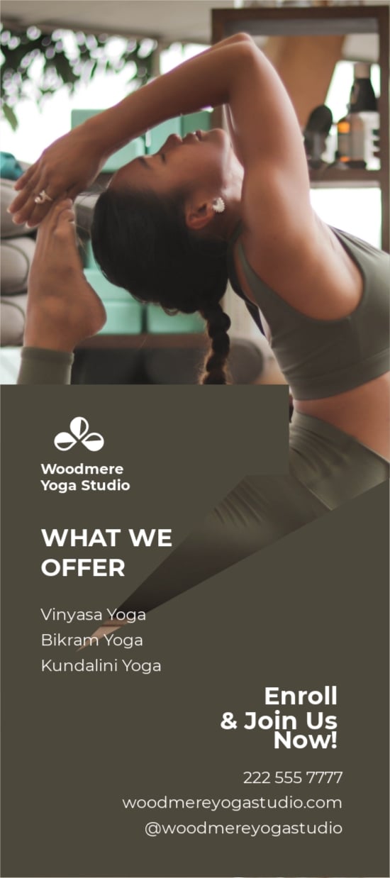 Elegant Yoga Studio Rack Card Template in Word