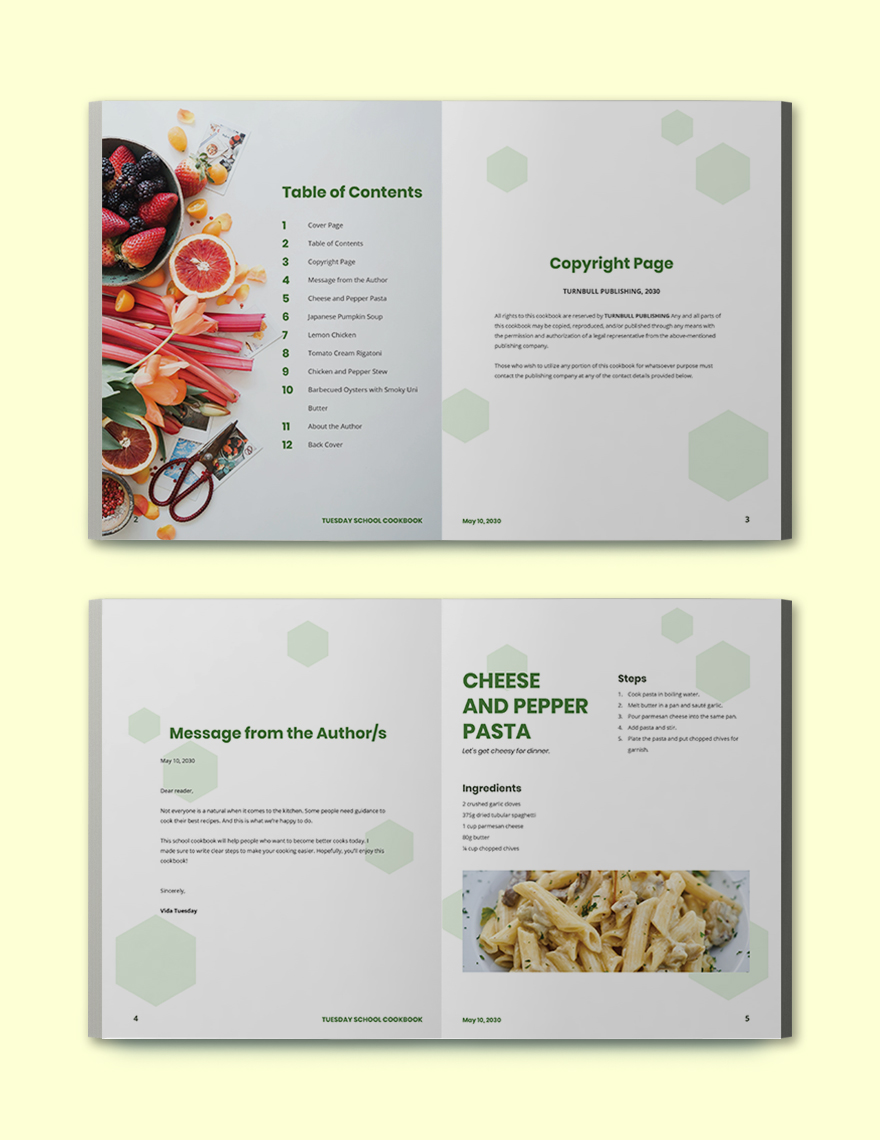 Creative School Cookbook Template Format