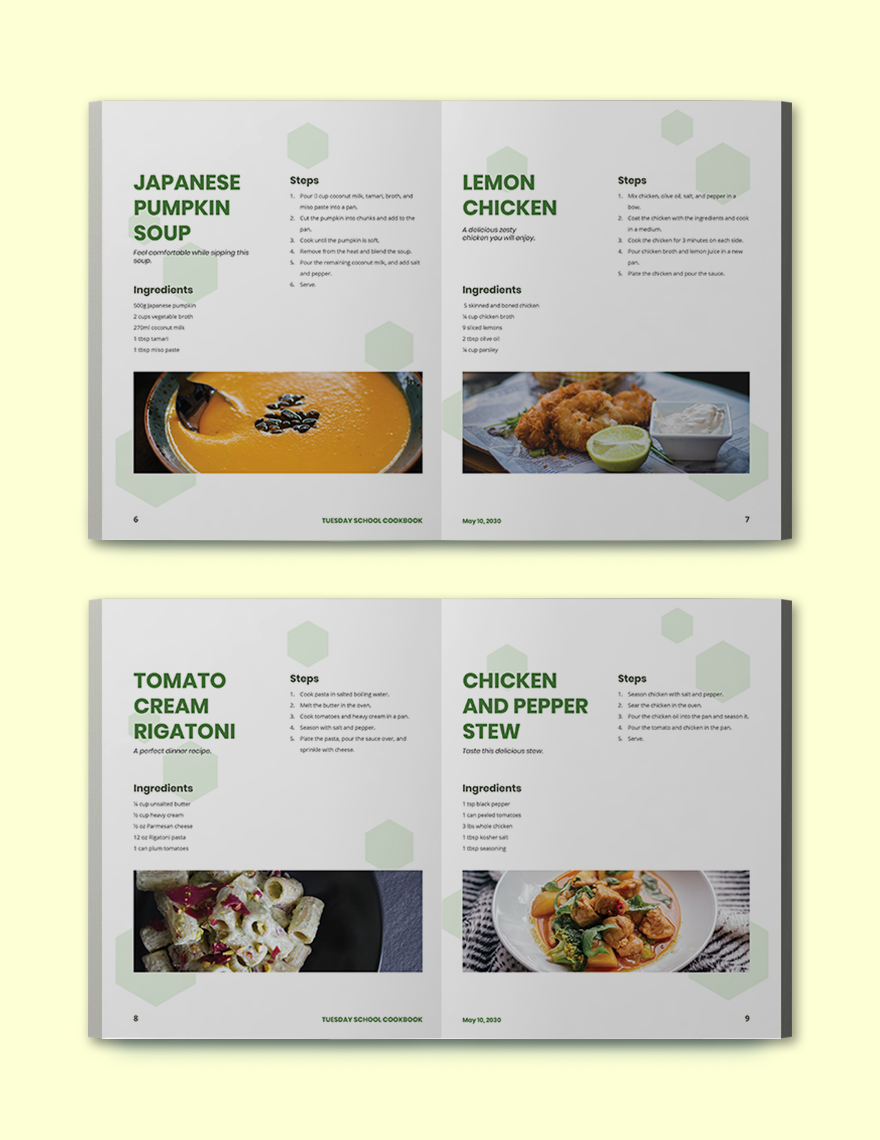 Creative School Cookbook Template Sample