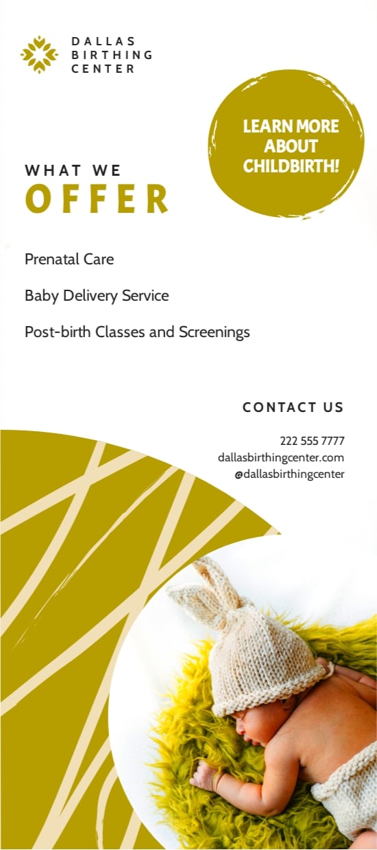 Birth Clinic Rack Card Template in Word