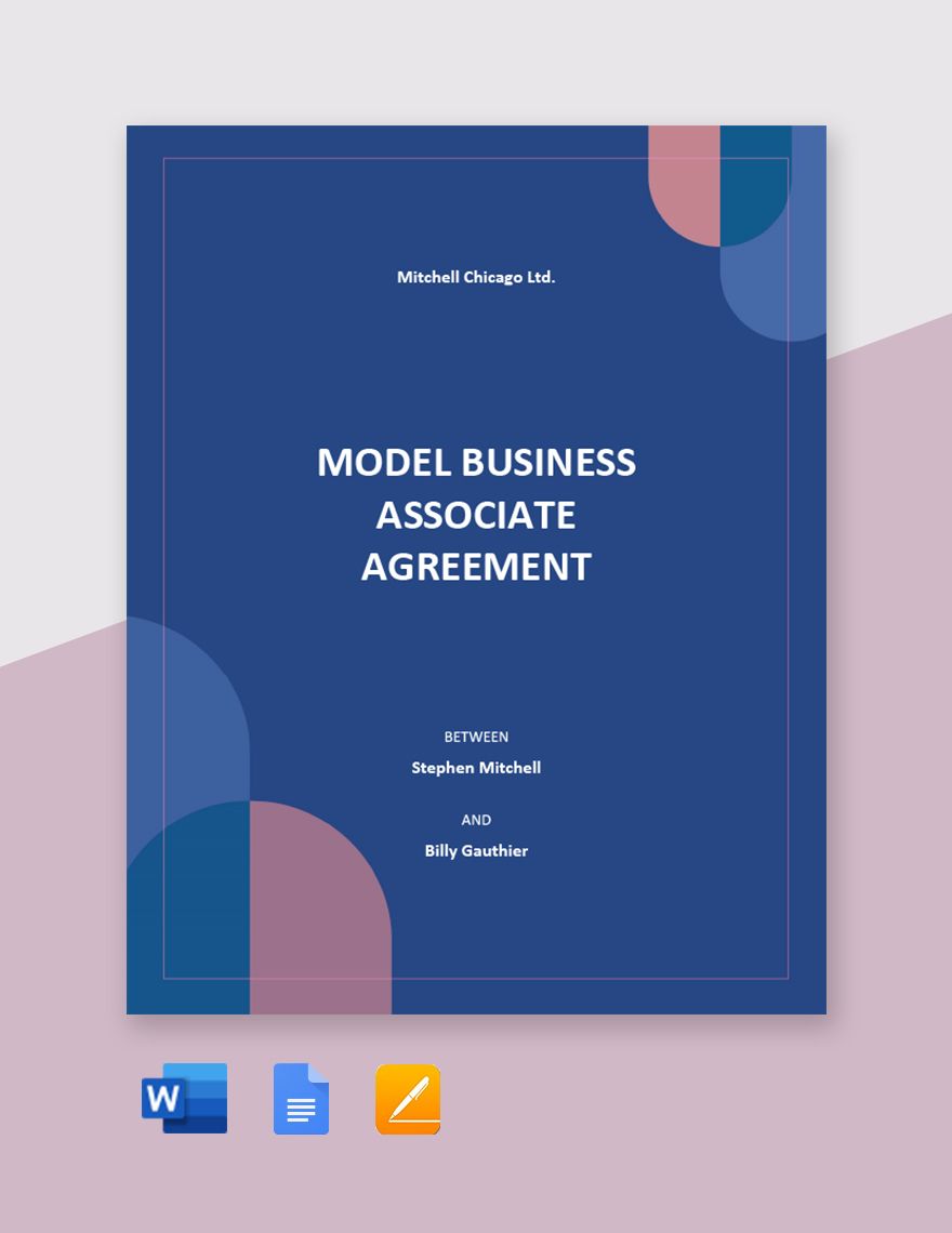 Model Business Associate Agreement Template in Word, Google Docs, PDF, Apple Pages