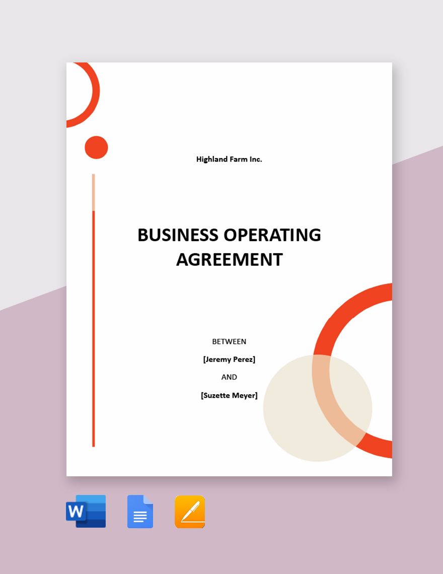 Business Operating Agreement Template in Word, Google Docs, Apple Pages