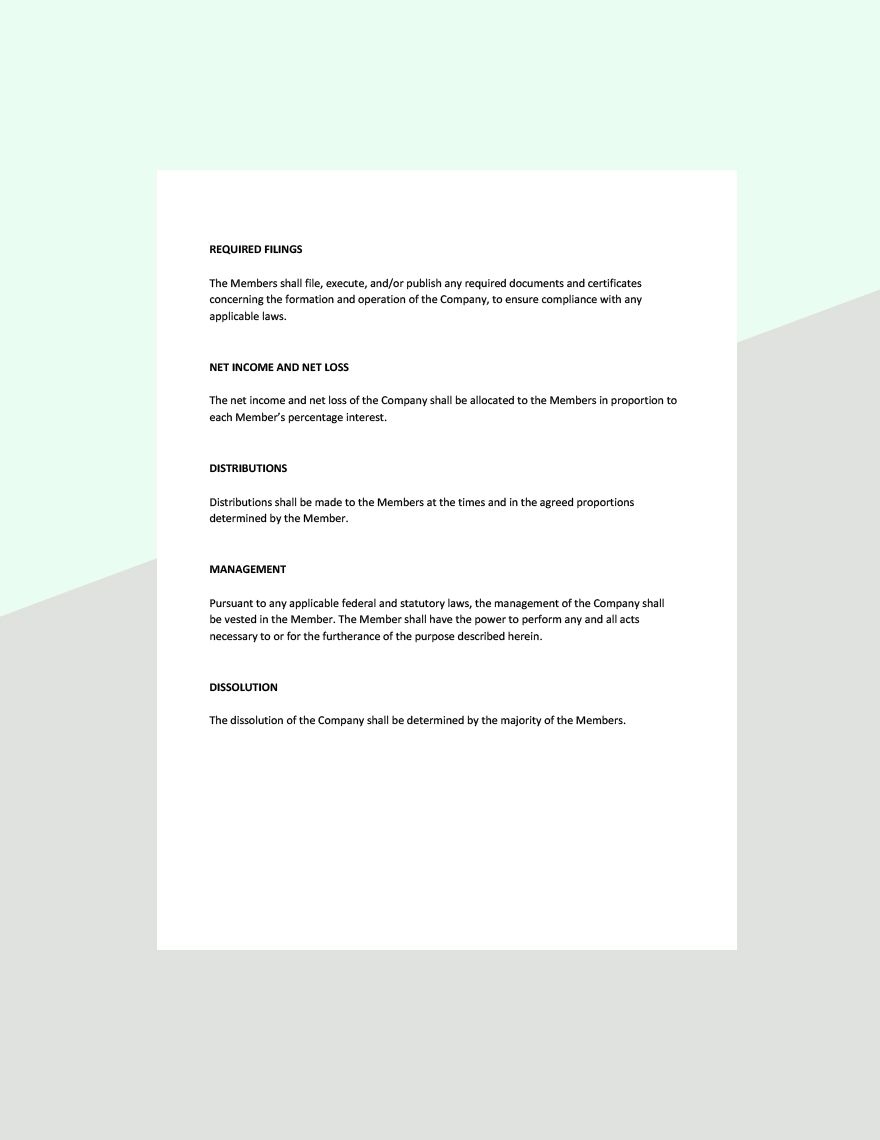 Trucking Business Operating Agreement Template