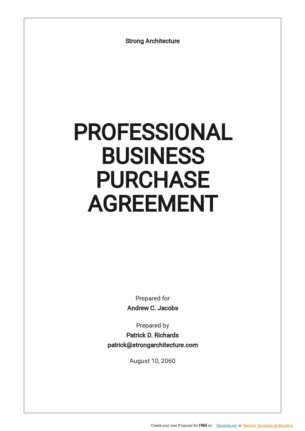Free Simple Professional Business Purchase Agreement Template