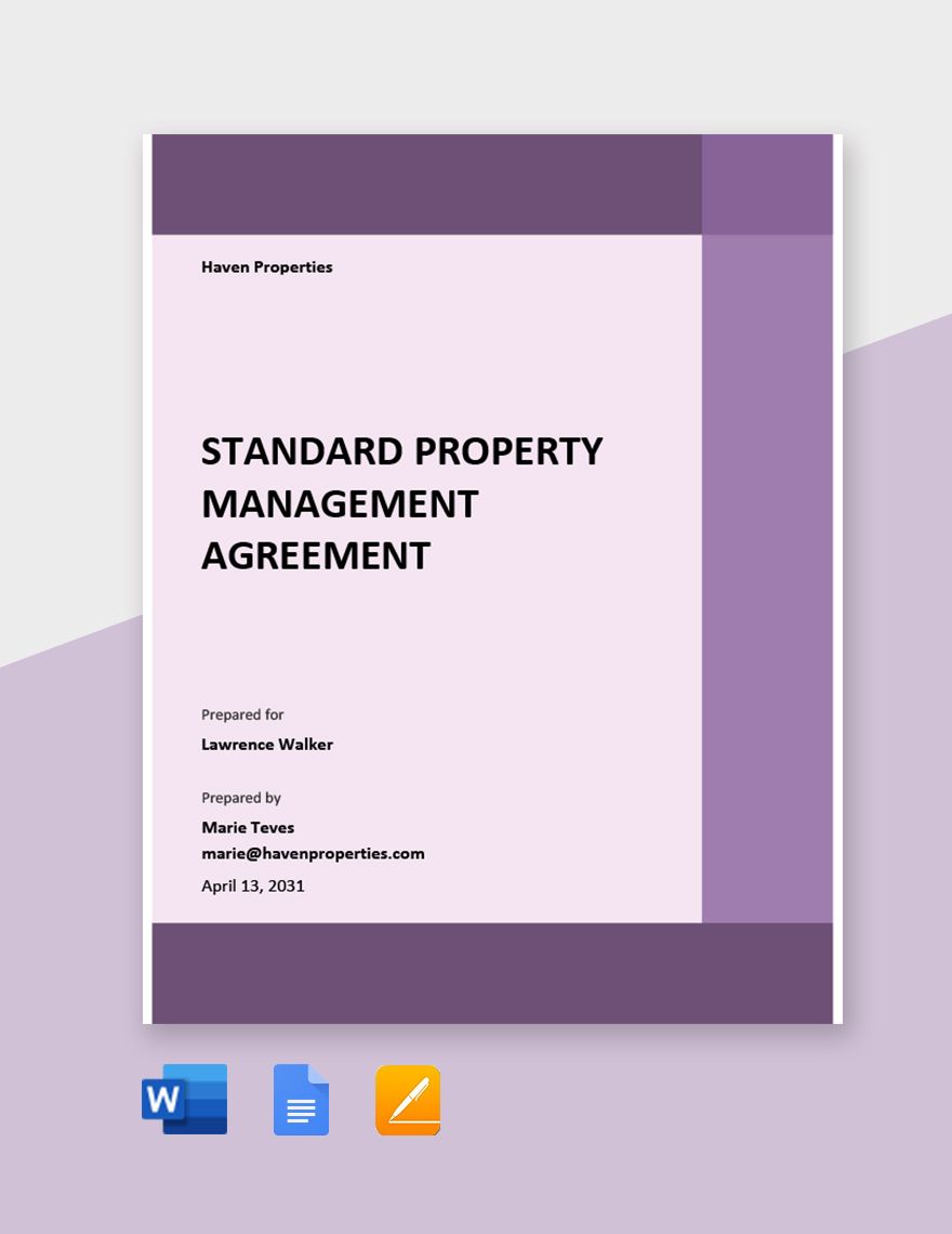 Free Standard Property Management Agreement Template