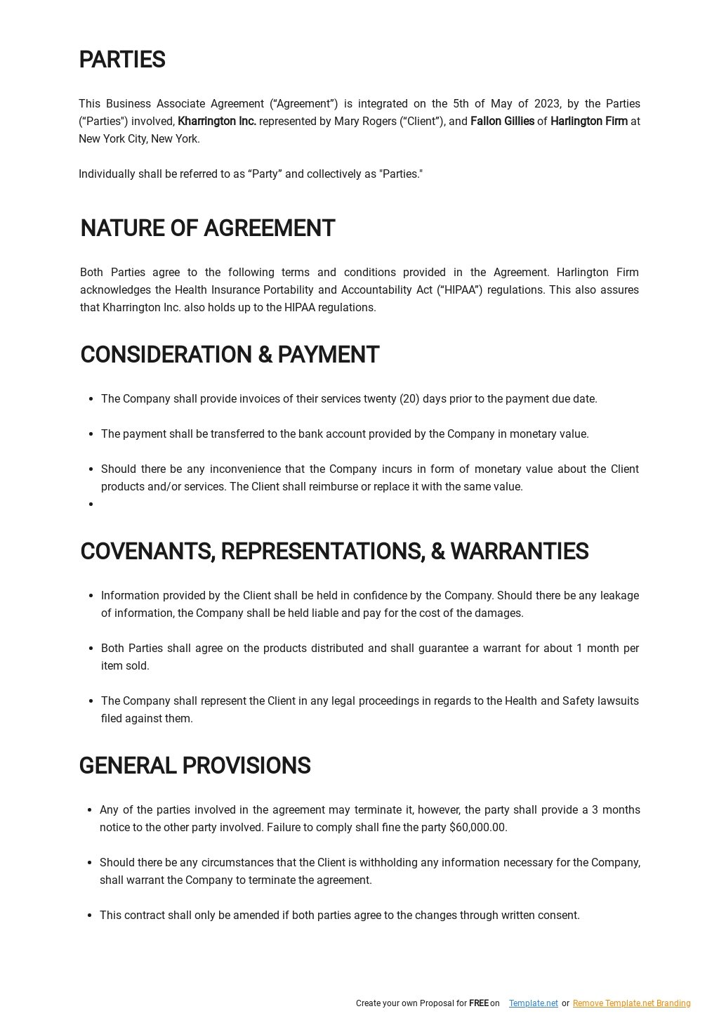 Sample Business Associate Agreement Template [Free PDF] Google Docs