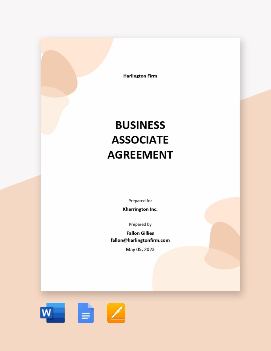 Sample Business Associate Agreement Template