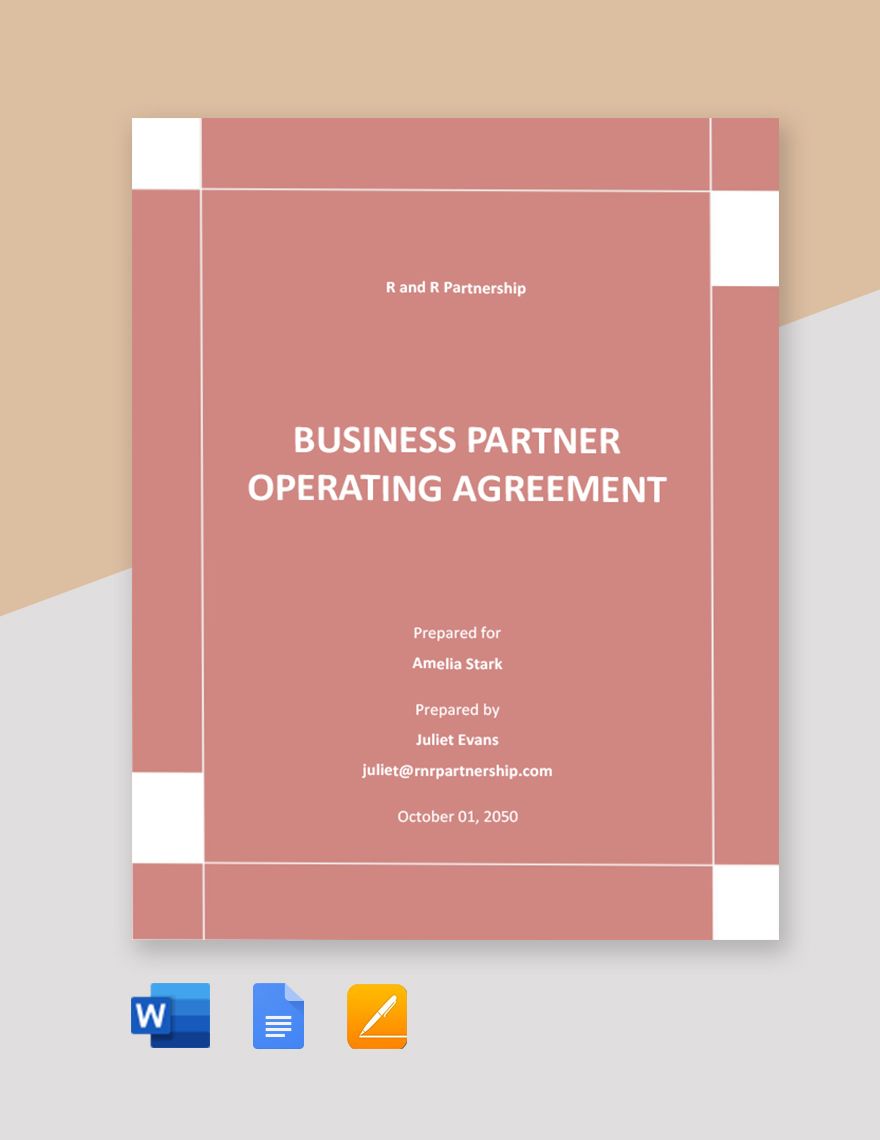 Business Partner Operating Agreement Template in Word, Google Docs, Apple Pages