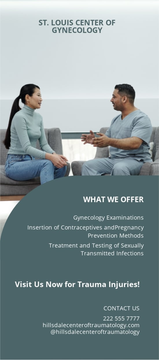 Gynecology Clinic Rack Card Template in Word, Google Docs, Apple Pages