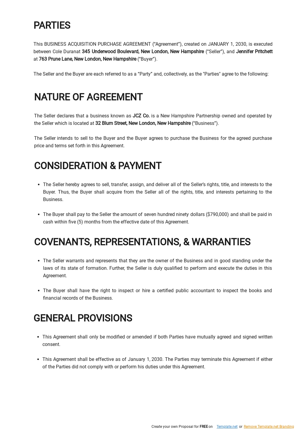 Business Acquisition Proposal Template