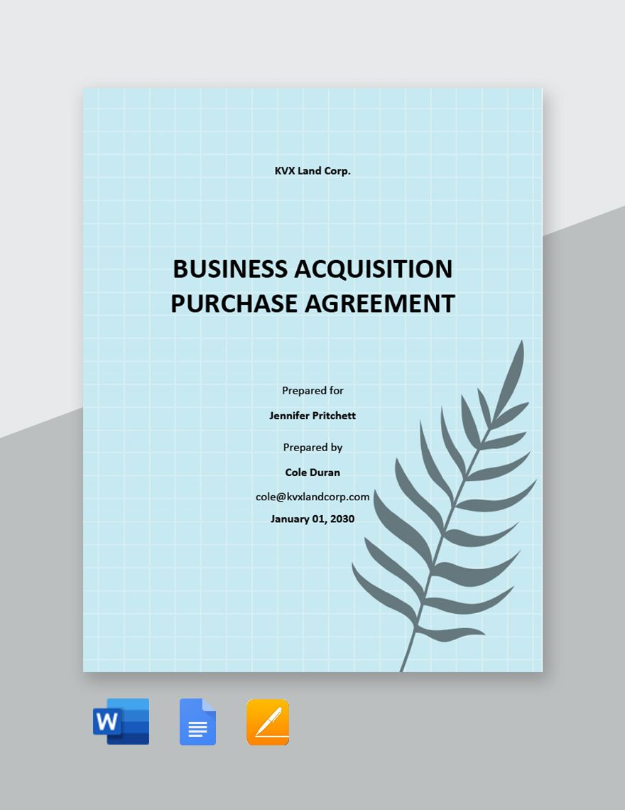 Business Acquisition Purchase Agreement Template