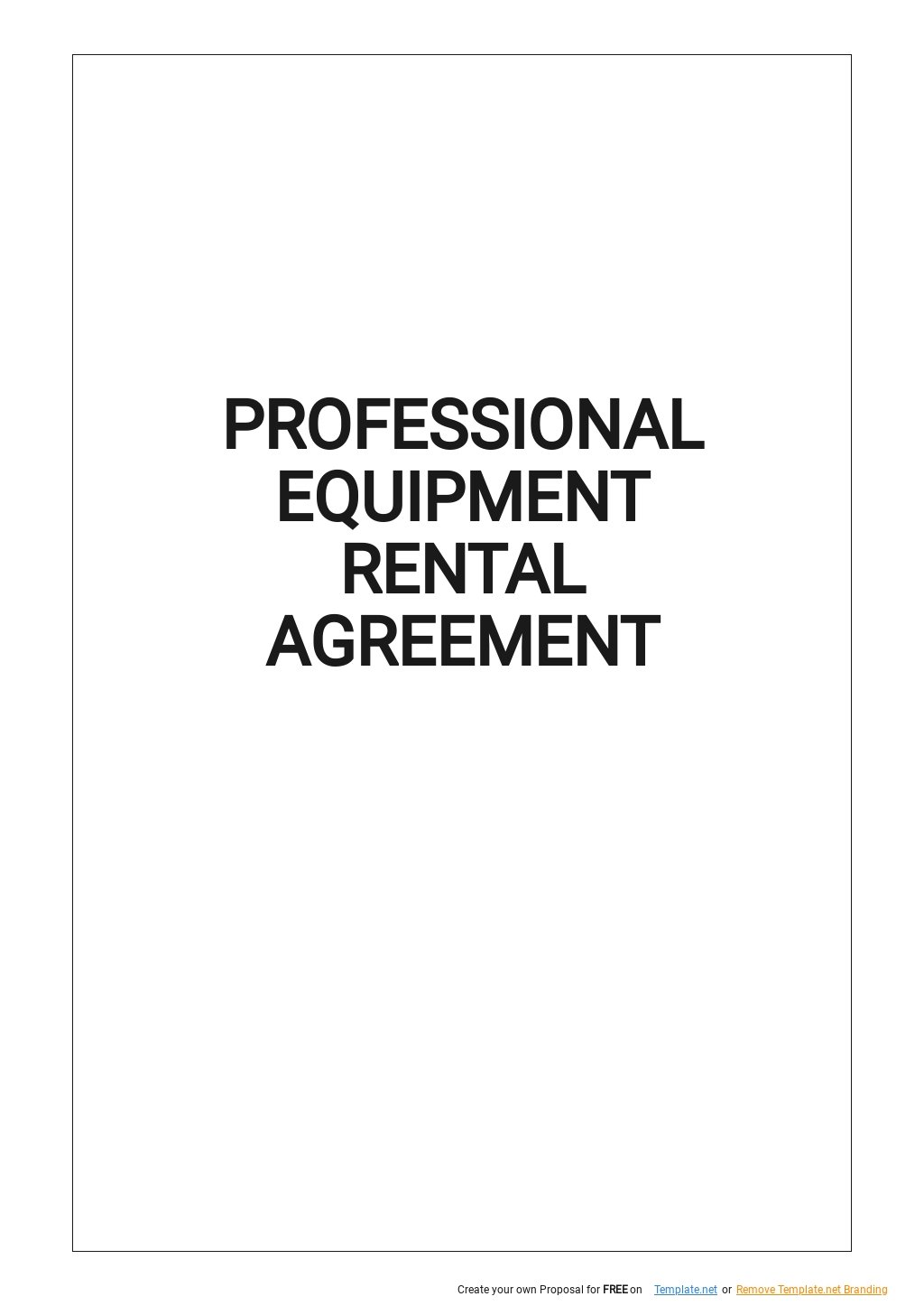 Professional Equipment Rental Agreement Template