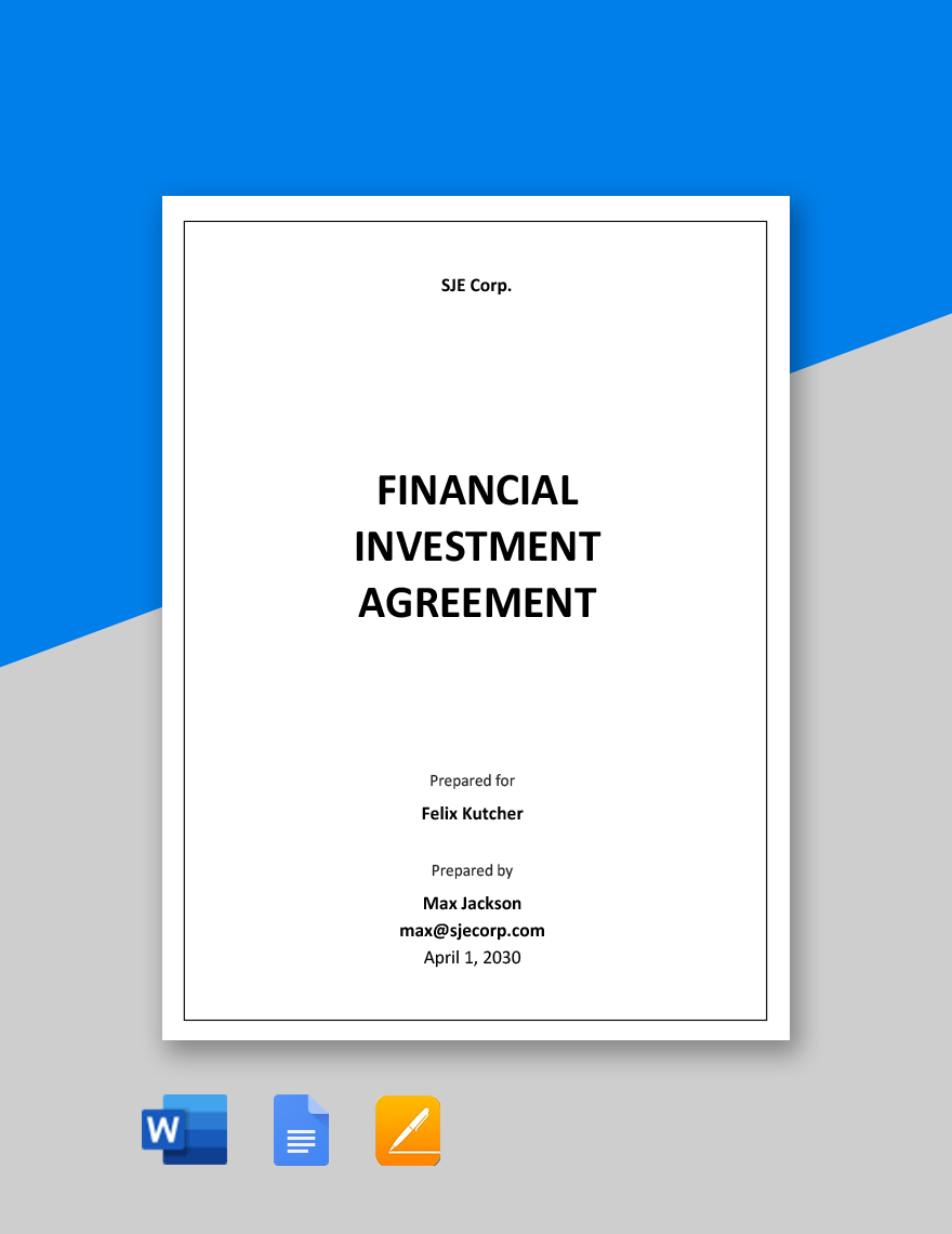 Financial Investment Agreement Template