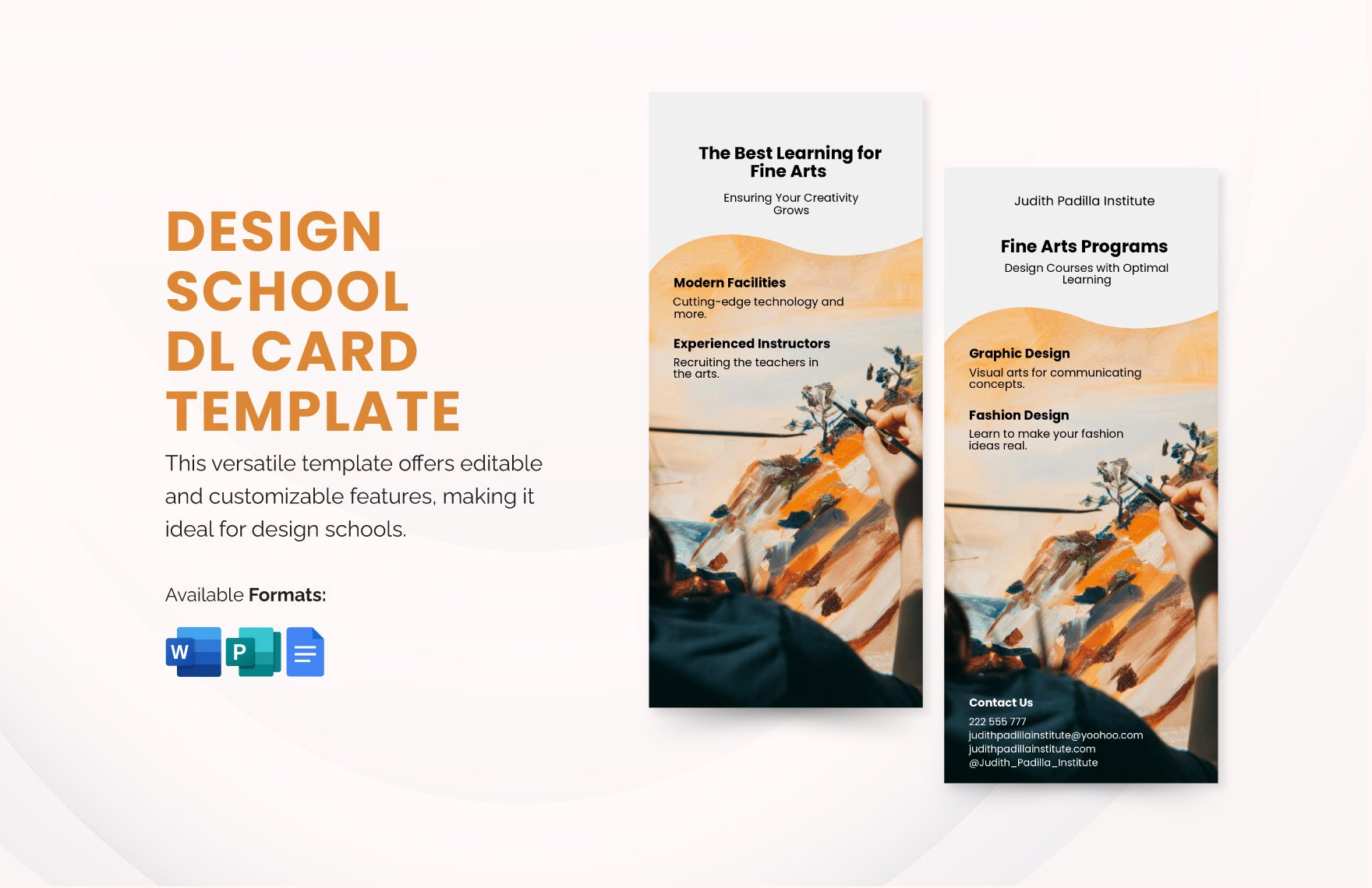 Design School DL Card Template in Word, Google Docs, Publisher