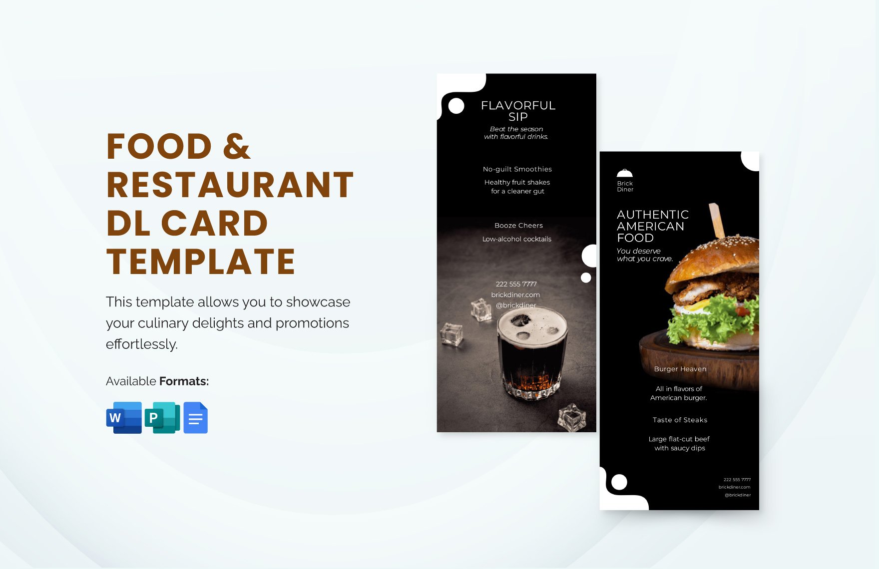 Food & Restaurant DL Card Template in Word, Google Docs, Publisher