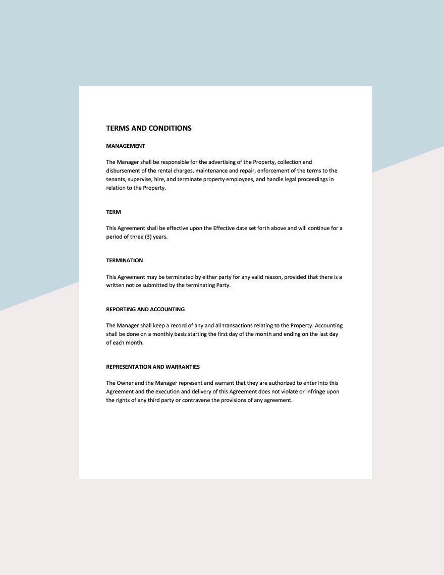 Simple Property Management Agreement Template
