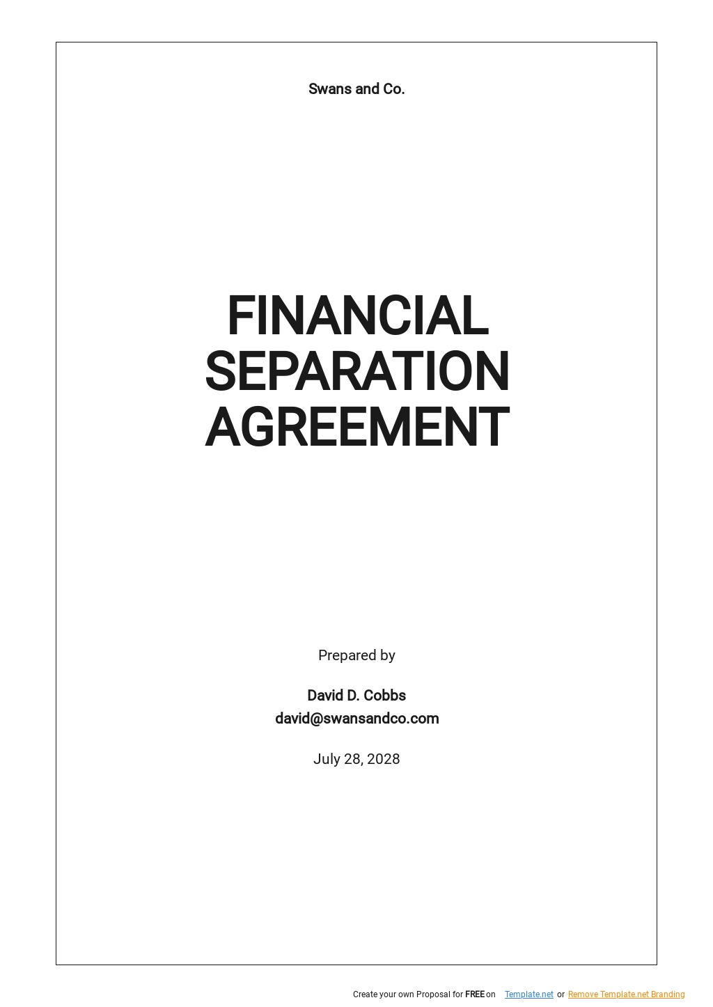 Financial Separation Agreement Template Google Docs Word Apple 