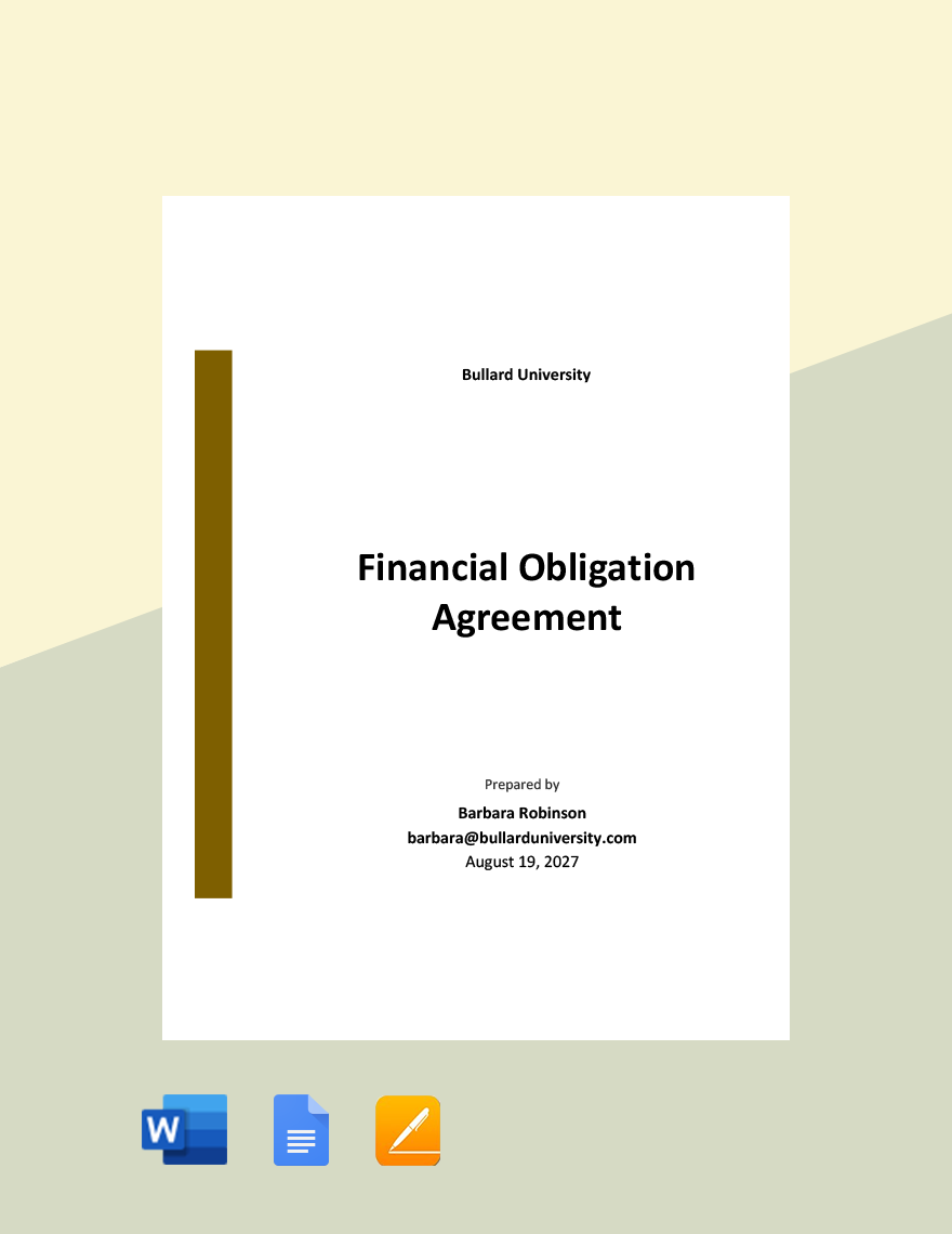 Financial Obligation Agreement Template