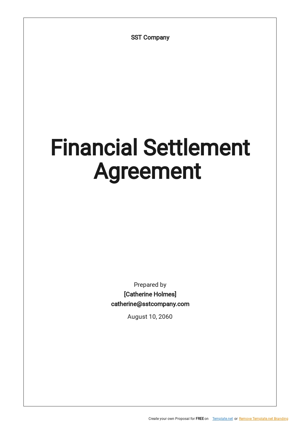 Financial Settlement Agreement Template Google Docs, Word, Apple