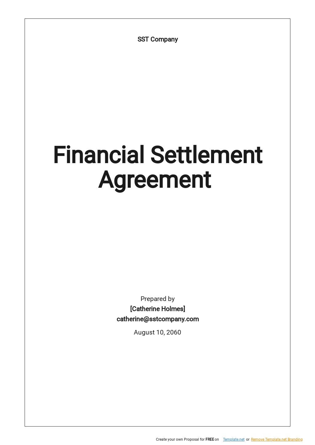 Financial Settlement Agreement Template Google Docs Word Apple 