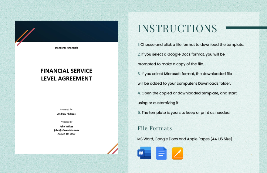 Financial Service Level Agreement Template 