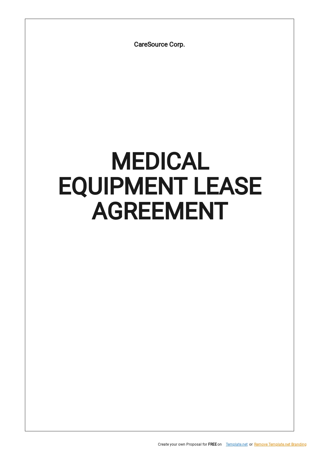 Medical Equipment Lease Agreement Template Google Docs Word Apple 