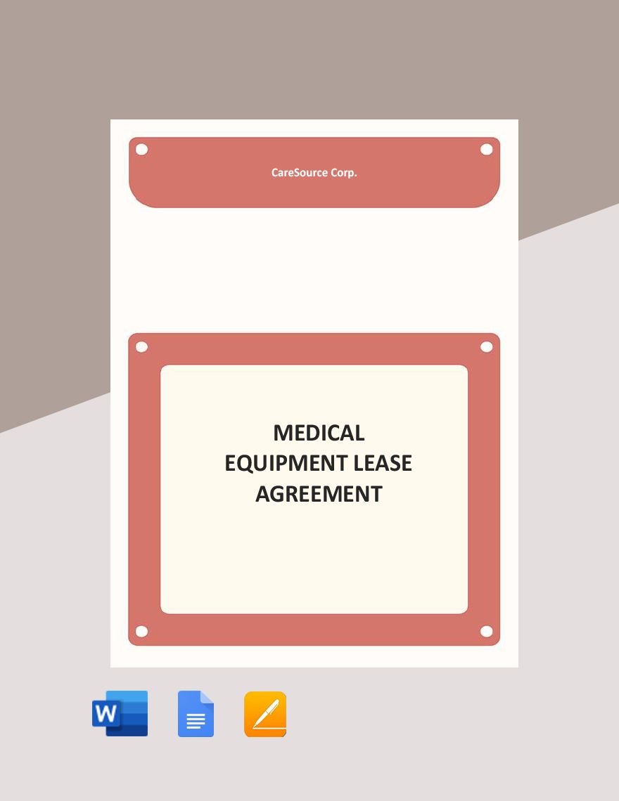 Medical Equipment Lease Agreement Template