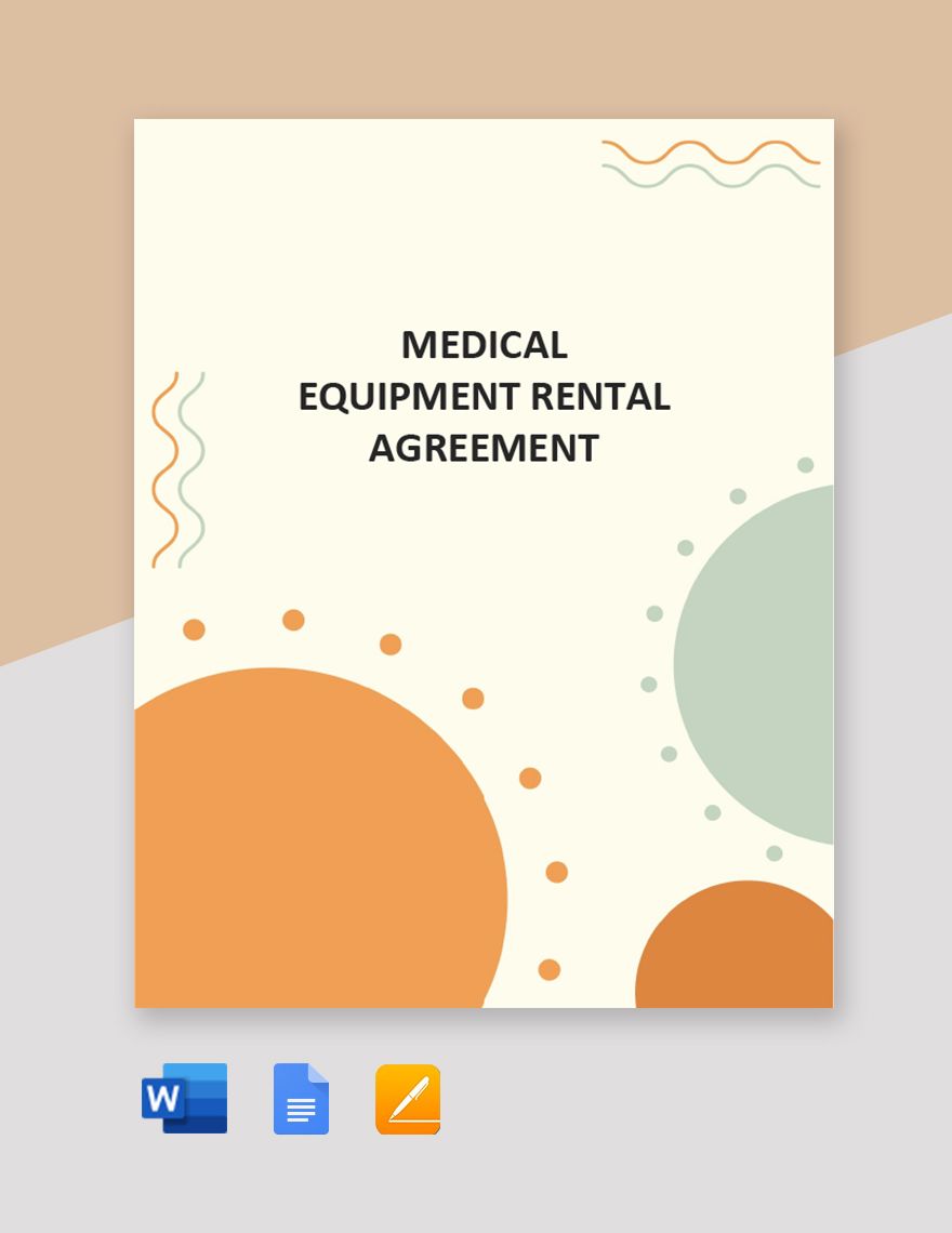 Medical Equipment Rental Agreement Template in Word, Google Docs, PDF, Apple Pages