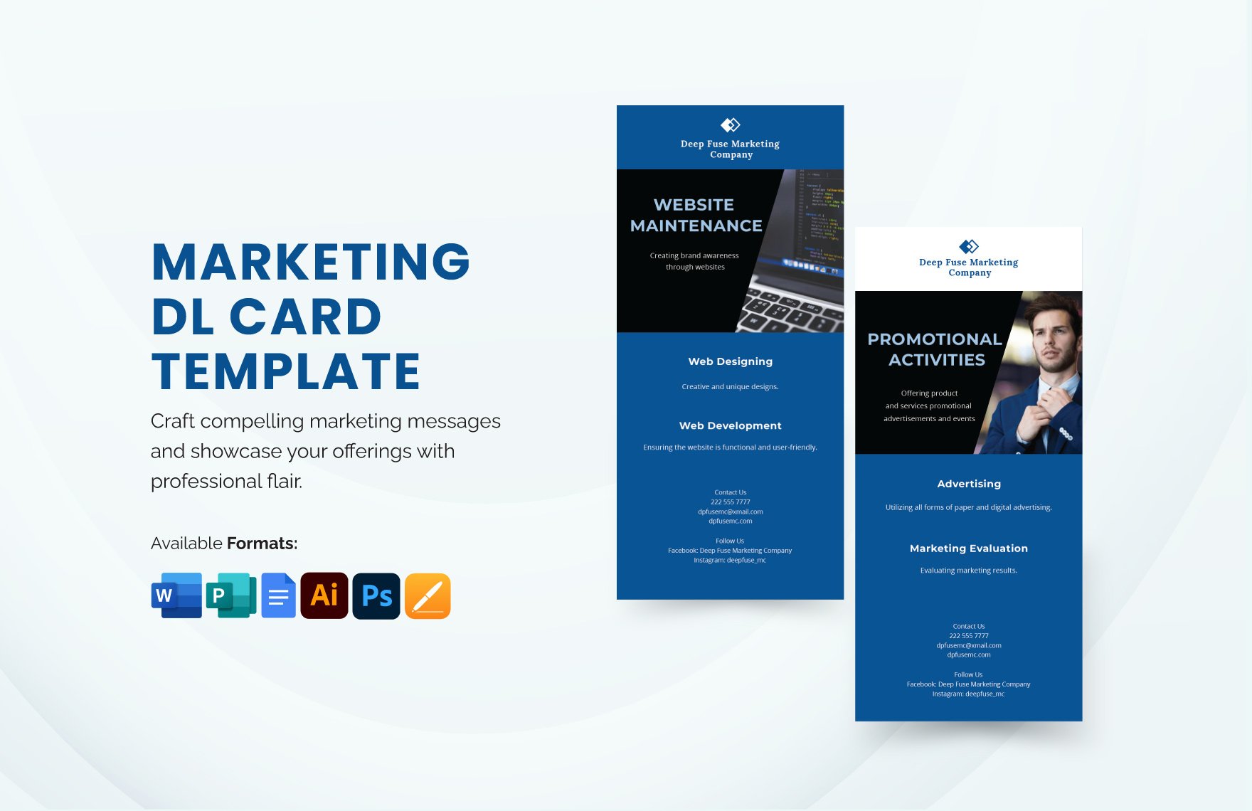 Marketing DL Card Template in Word, Google Docs, Illustrator, PSD, Apple Pages, Publisher