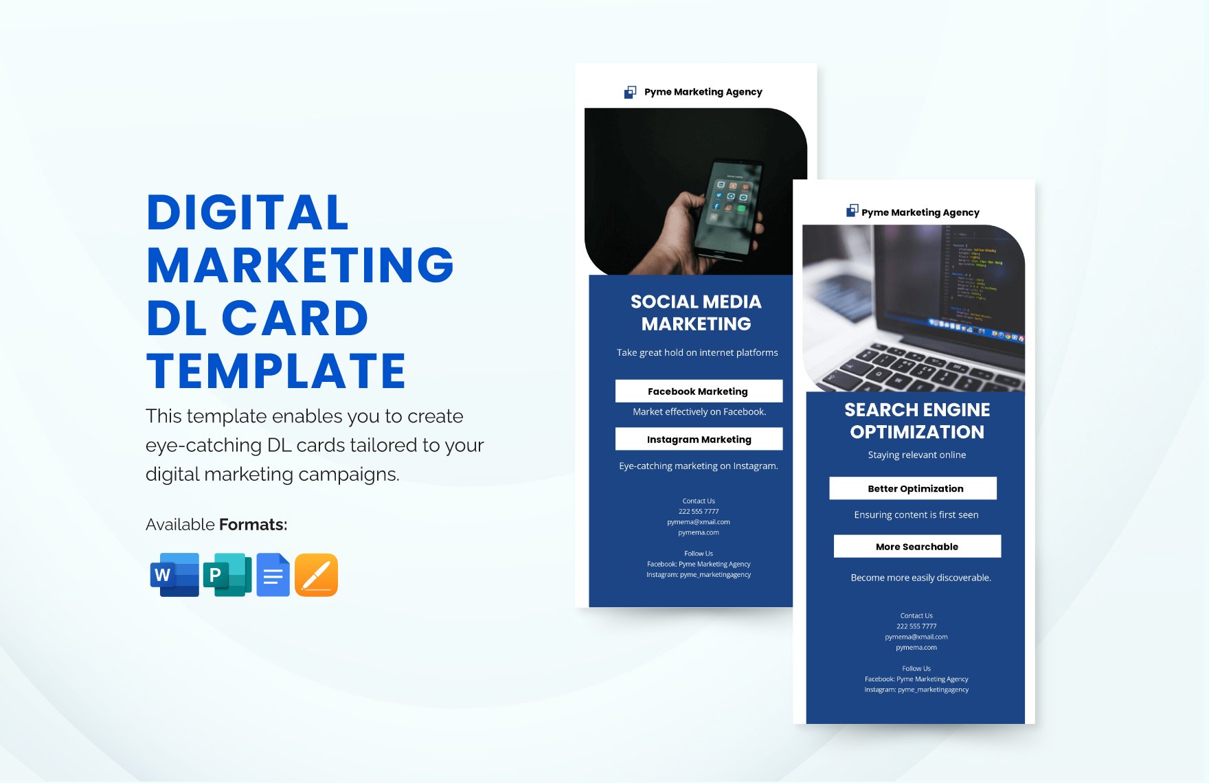 Digital Marketing DL Card Template in Word, Google Docs, Apple Pages, Publisher