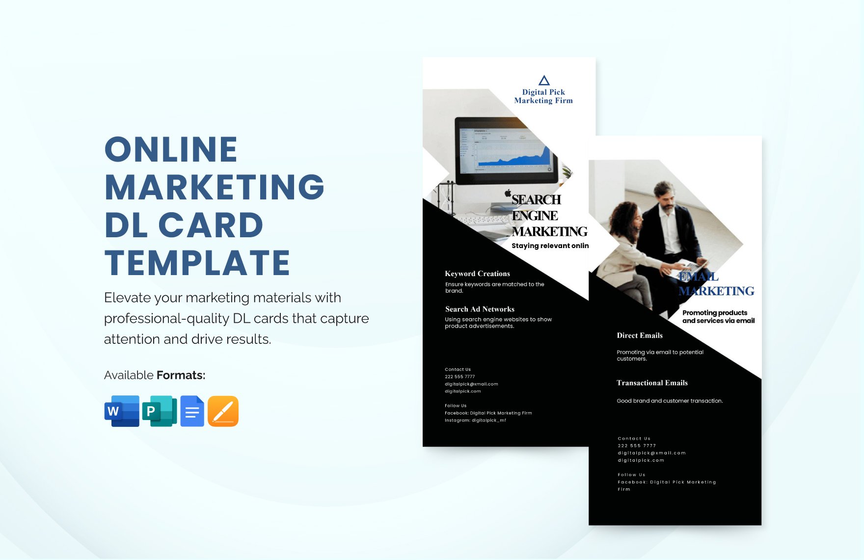 Online Marketing DL Card Template in Word, Google Docs, Apple Pages, Publisher