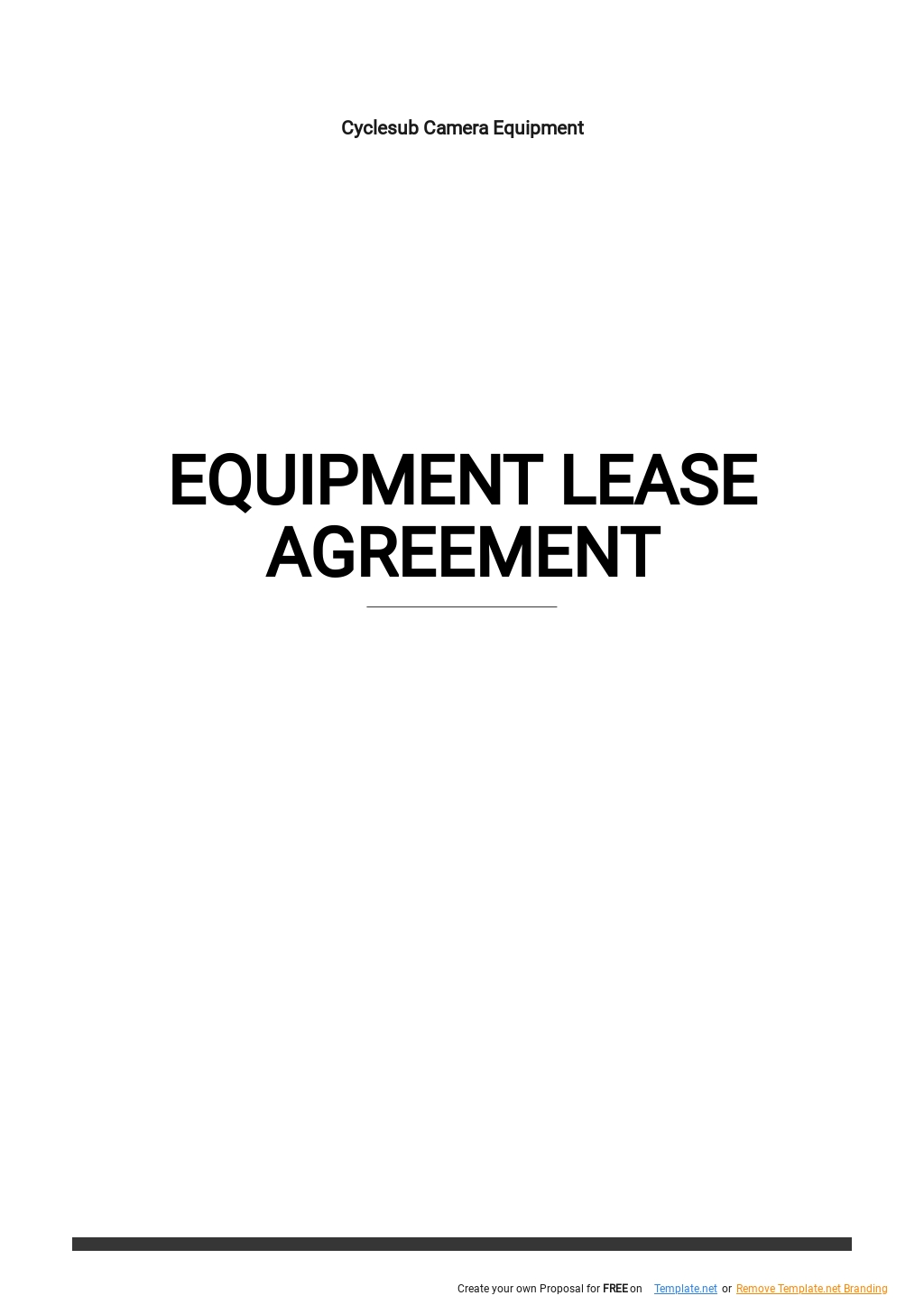 Simple Equipment Lease Agreement Template