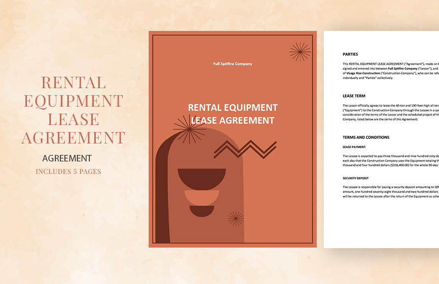 Rental Equipment Lease Agreement Template