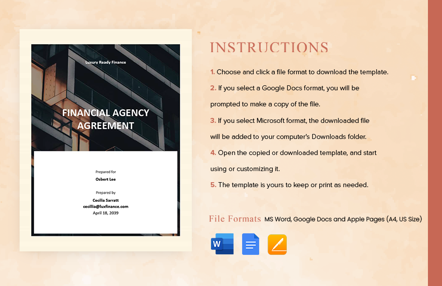 Financial Agency Agreement Template