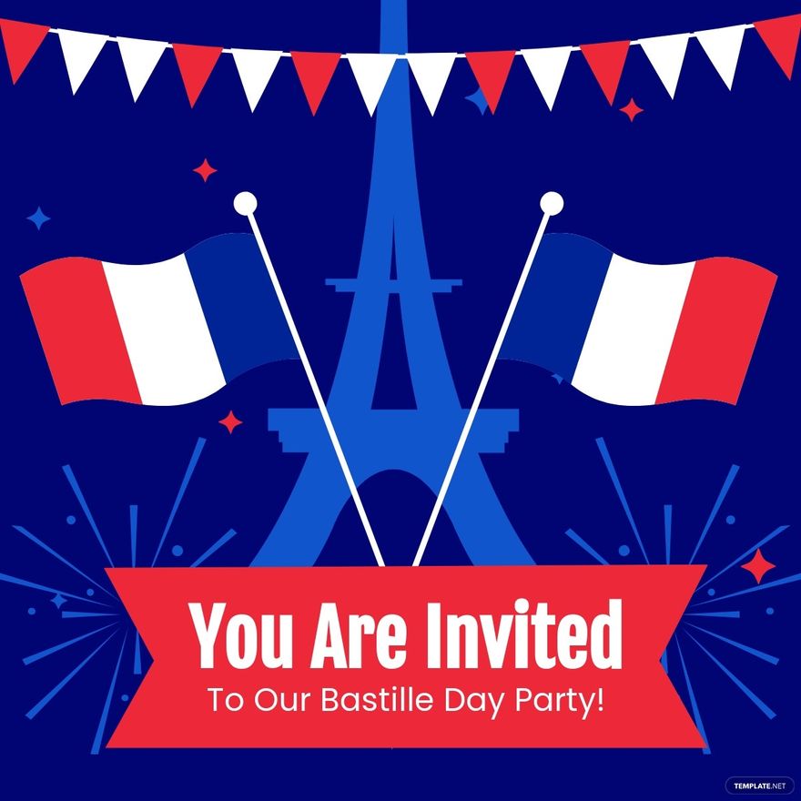 Free Bastille Day Party Linkedin Post Template