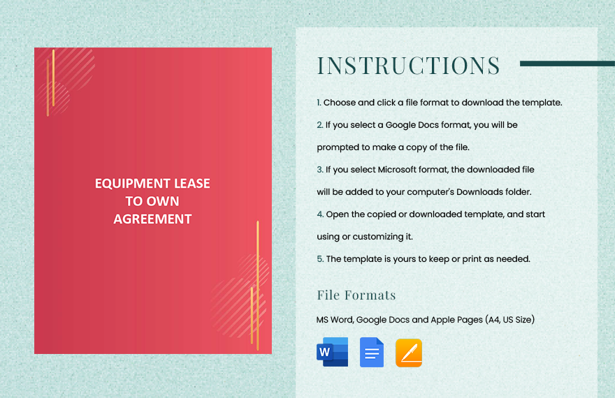 Equipment Lease To Own Agreement Template