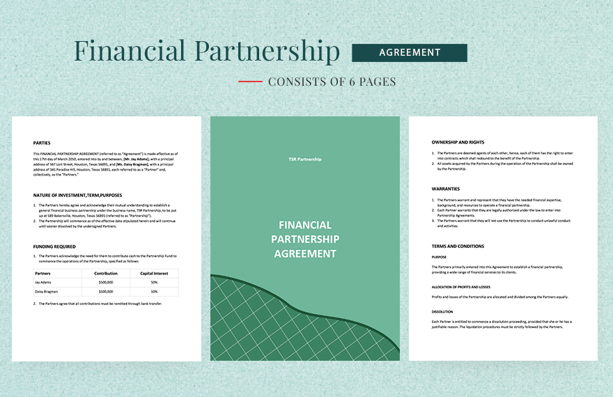 Financial Partnership Agreement Template